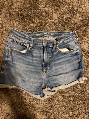 American Eagle Outfitters Medium Blue Denim Roll-Hem Jean Shorts